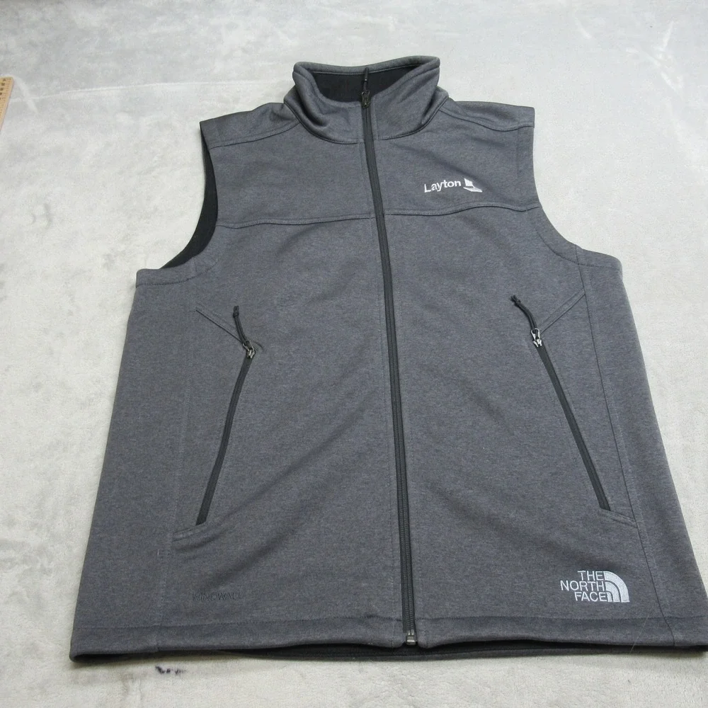 The North Face Vest Mens Mediium Gray Softshell Full Zip  Pockets Wind Resistant